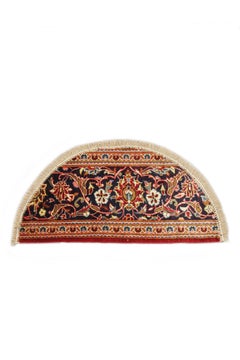 Handmade Carpet, Semicircle Entrance Way Mat Vintage Oriental Rug Door Mat