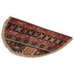 Handmade Carpet, Semicircle Entrance Way Mat Vintage Oriental Rug Door Mat