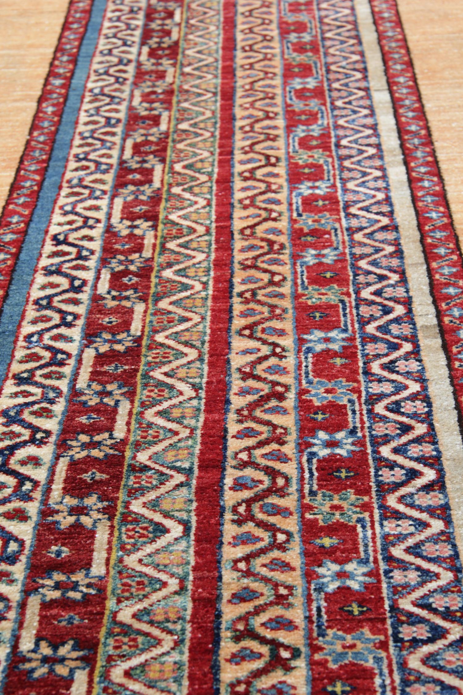 Afghan Handmade Runner Rug Traditional Kazak Carpet Rug Yellow Striped Runner For Sale