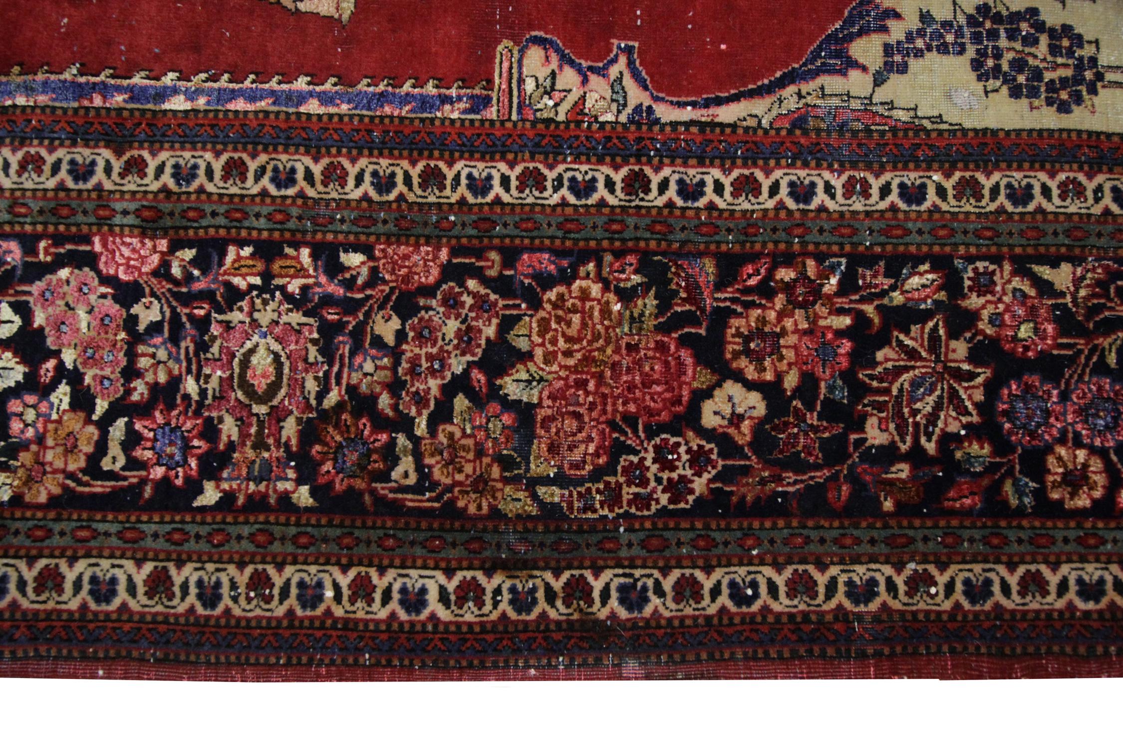 Handgefertigter Teppich Baum des Lebens Vintage Wohnzimmer Teppich Rot Orientalischer Teppich zu verkaufen im Angebot 3