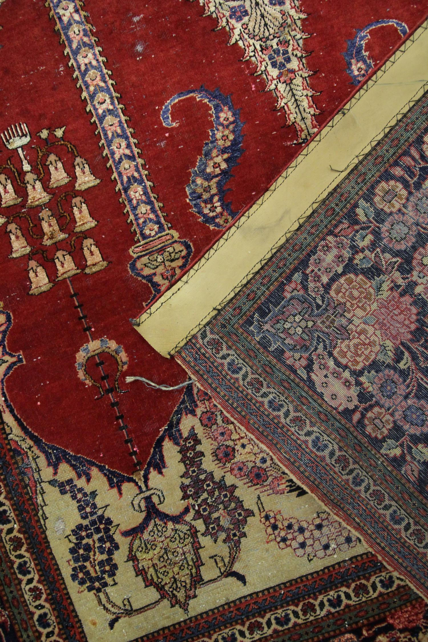 Handgefertigter Teppich Baum des Lebens Vintage Wohnzimmer Teppich Rot Orientalischer Teppich zu verkaufen im Angebot 1