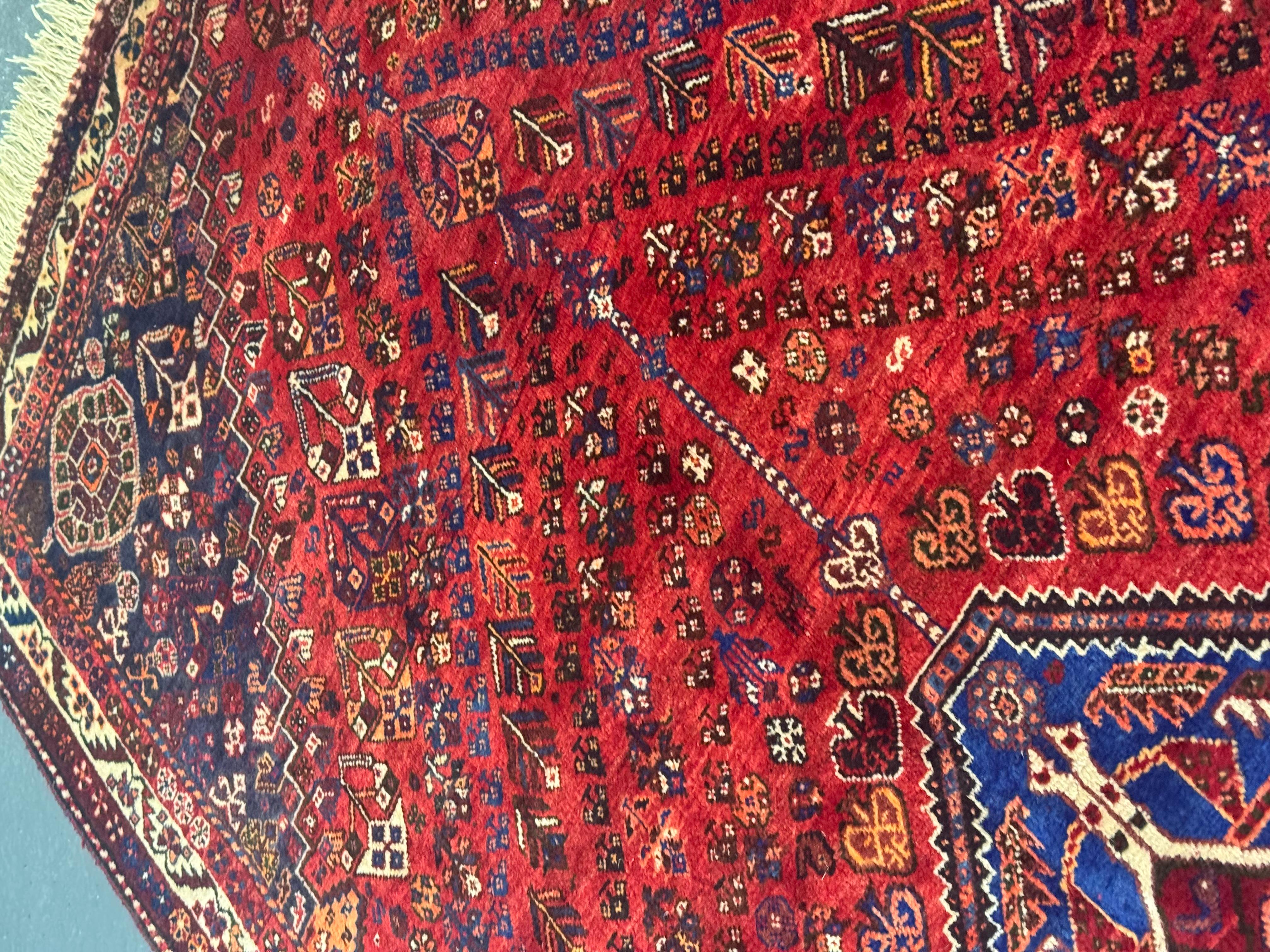 Alfombra hecha a mano Alfombra Tribal Qashqai, Alfombra Persa Rústica Vintage Patrón Vegetal en venta 6