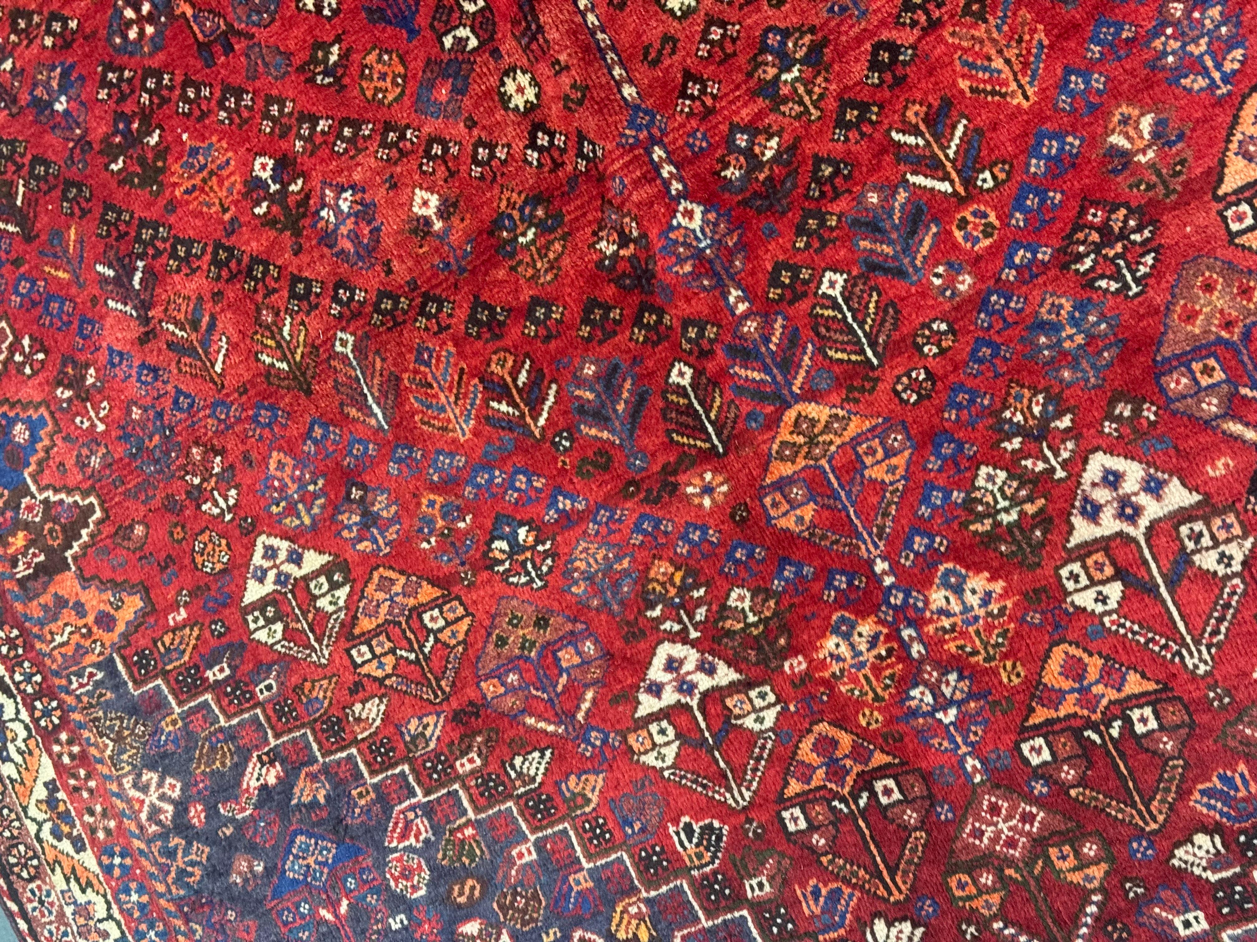 Alfombra hecha a mano Alfombra Tribal Qashqai, Alfombra Persa Rústica Vintage Patrón Vegetal en venta 10