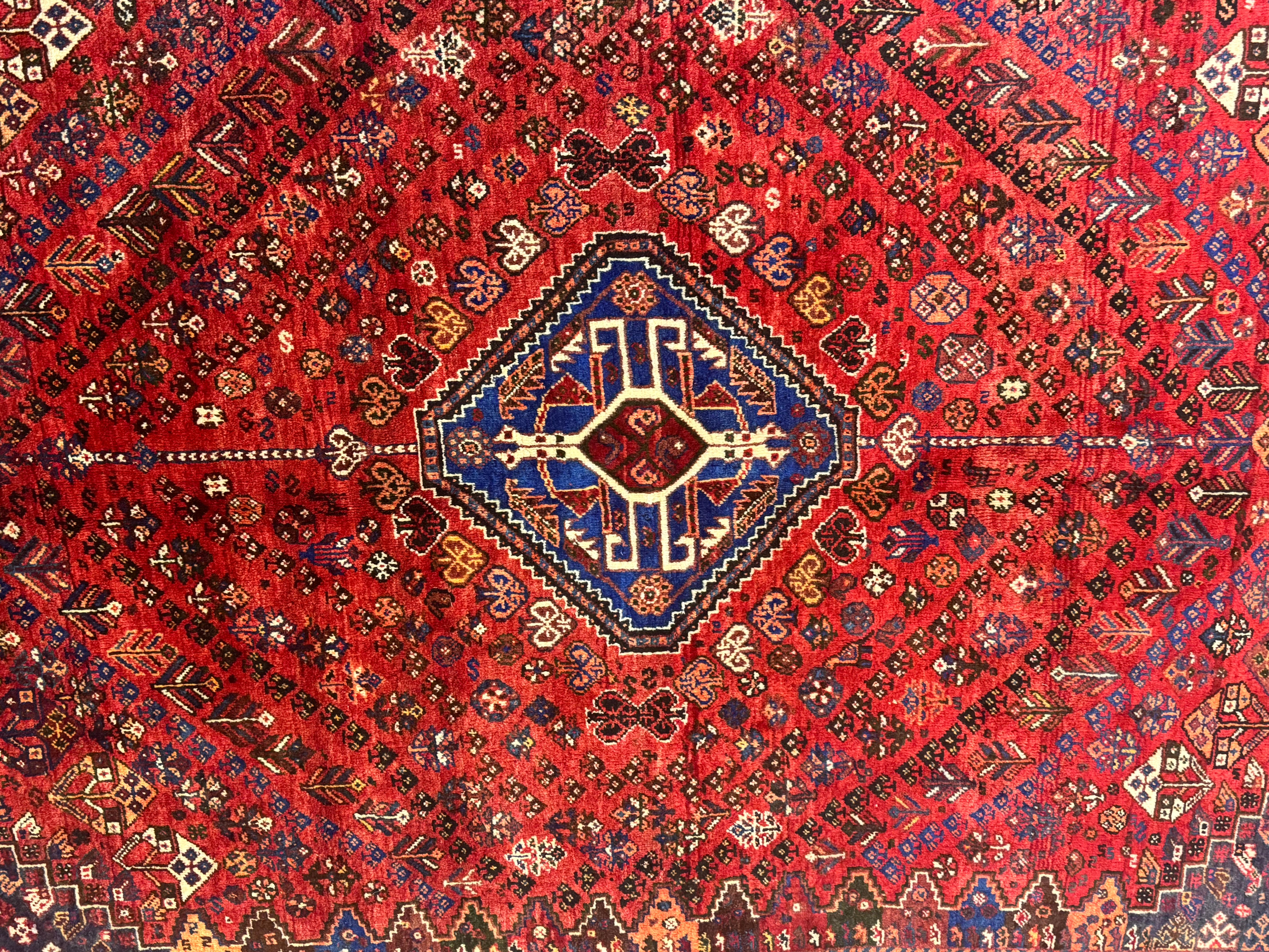 Alfombra hecha a mano Alfombra Tribal Qashqai, Alfombra Persa Rústica Vintage Patrón Vegetal Anudado a mano en venta