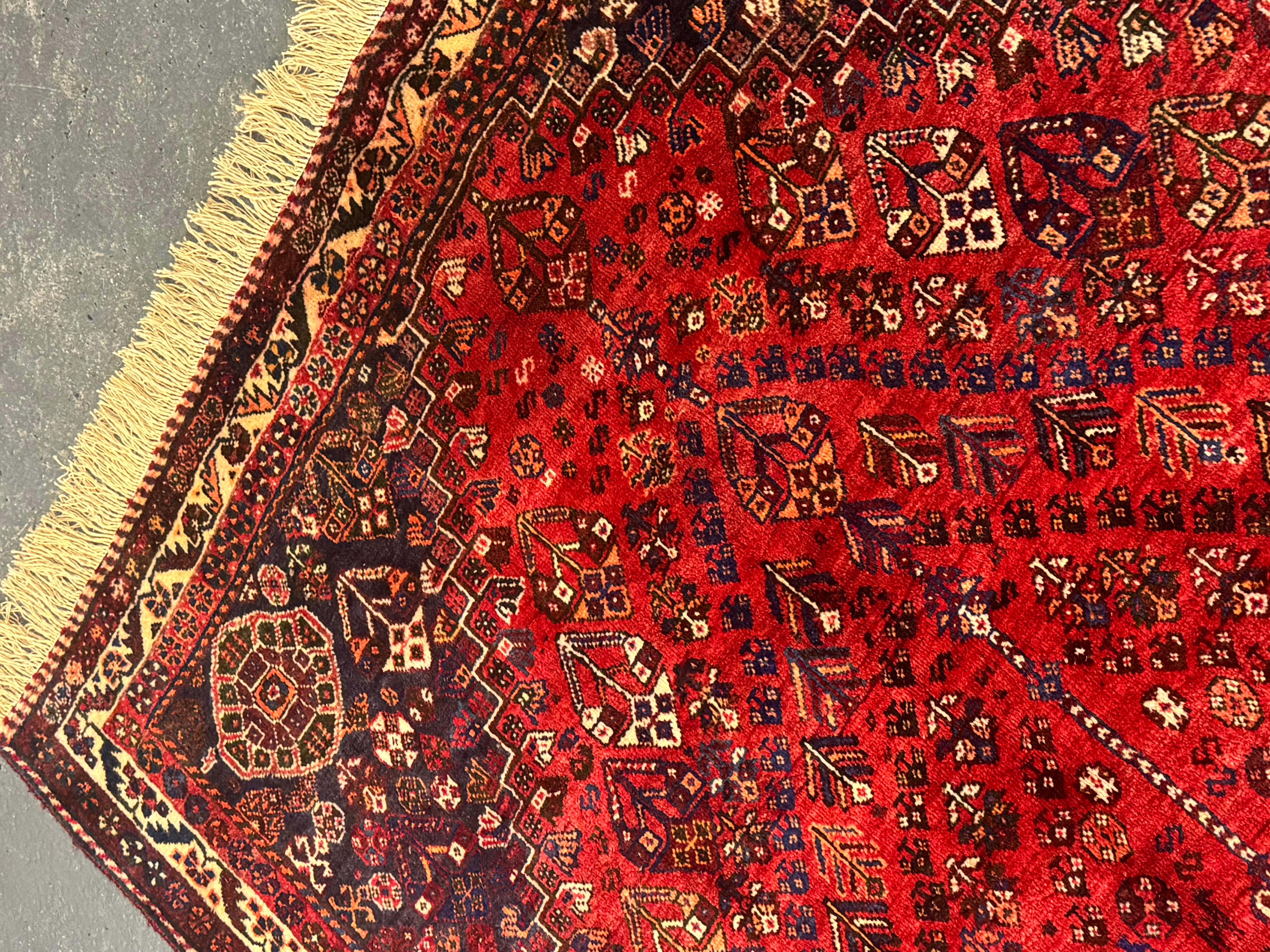 Alfombra hecha a mano Alfombra Tribal Qashqai, Alfombra Persa Rústica Vintage Patrón Vegetal Lana en venta