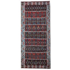 Tapis Kilim turc fait main, tapis de course ancien, tapis de couloir rayé, tapis de couloir