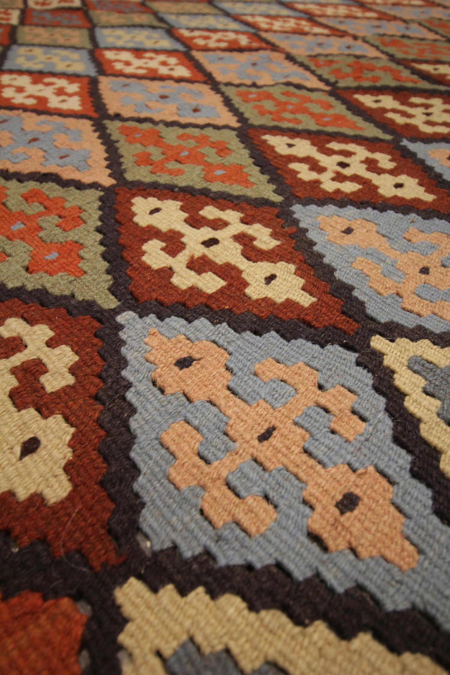 Azerbaijani Handmade Carpet Turkish Kilim Rug Flat-Weave Large Vintage Kilims For Sale