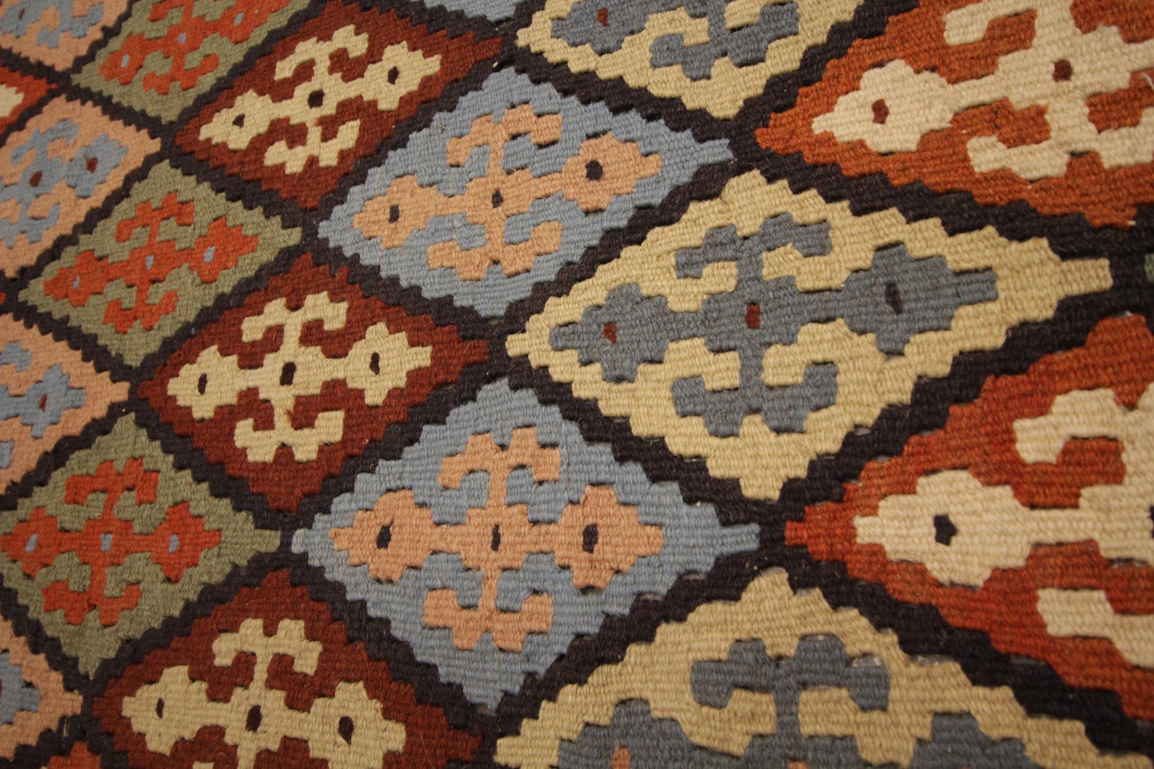 Woven Handmade Carpet Turkish Kilim Rug Flat-Weave Large Vintage Kilims For Sale