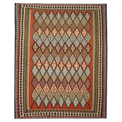 Handgefertigter türkischer Kelim-Teppich, flachgewebter Flachgewebeteppich, große Vintage-Kelim-Teppiche