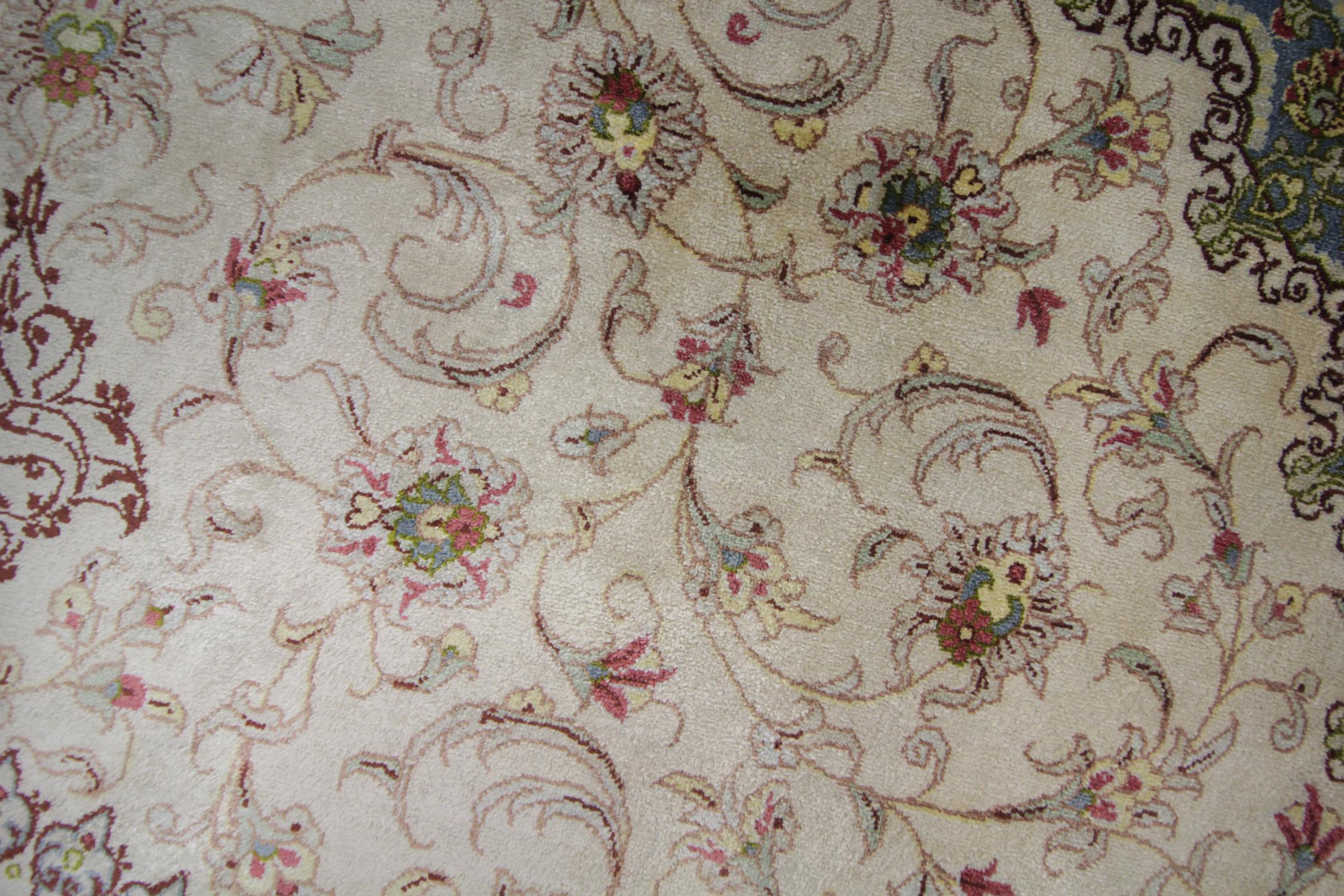 19th Century Handmade Carpet Turkish Silk Rug, Traditional Green Oriental Rug For Sale