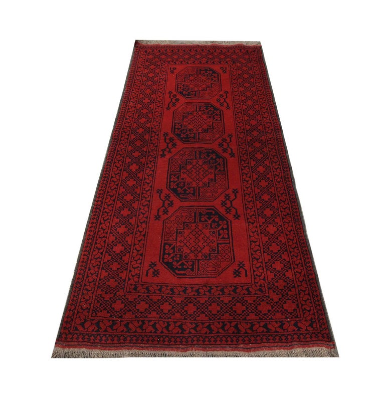 Handmade Carpet Vintage Afghan Oriental Rug, Rustic Red Living Room Rug ...