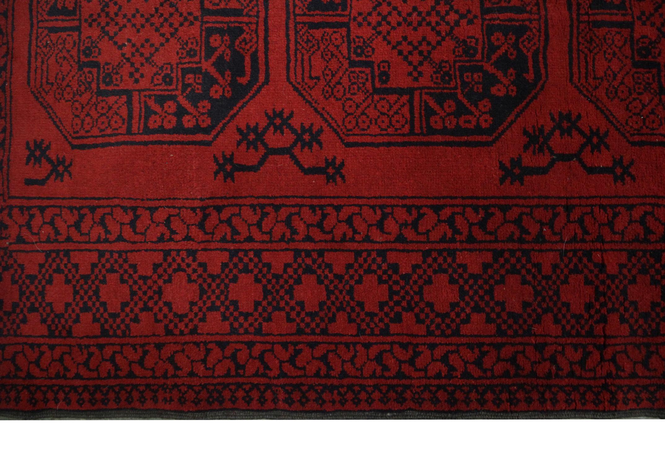 Tribal Handmade Carpet Vintage Afghan Oriental Rug, Rustic Red Living Room Rug For Sale