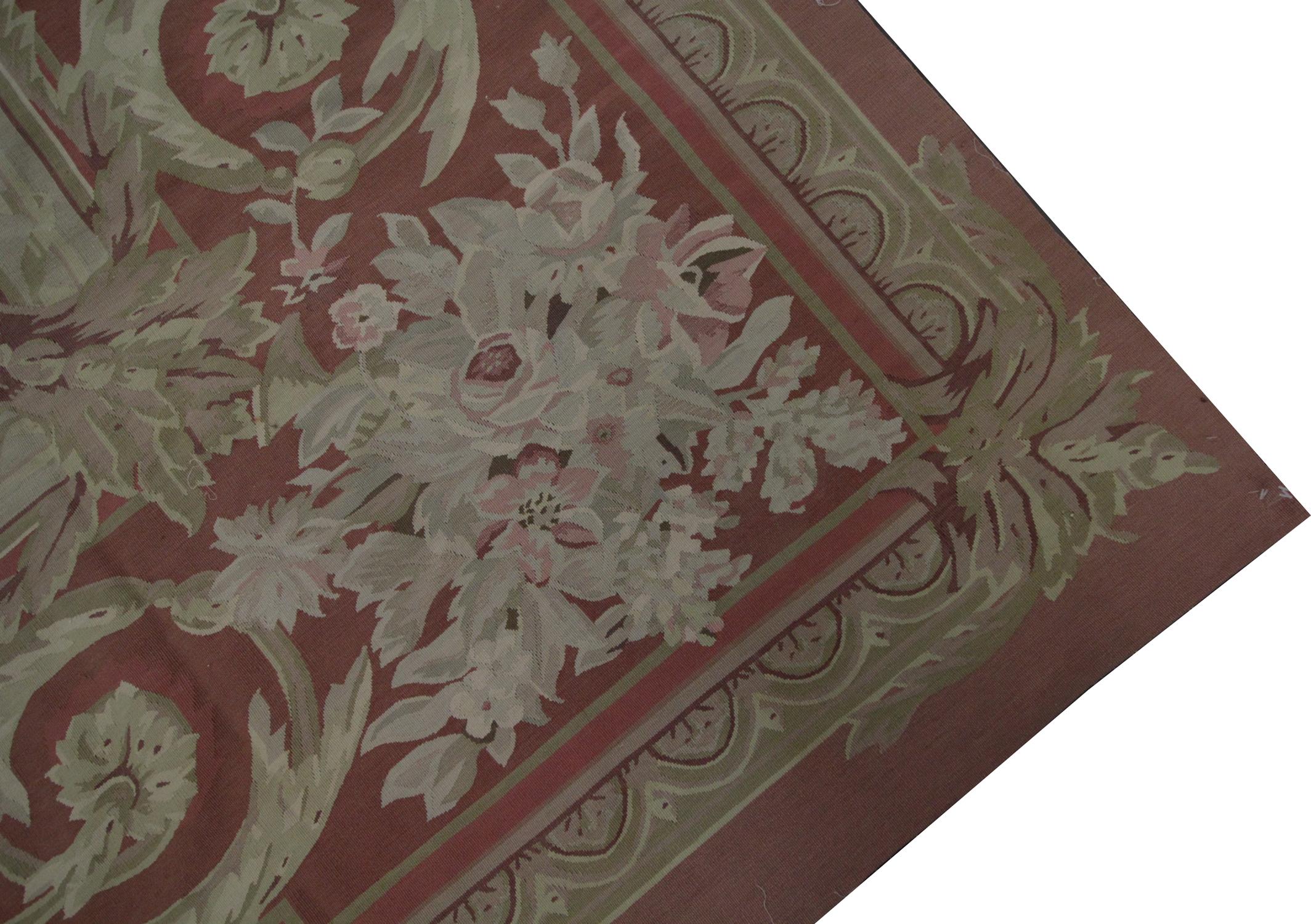 Handgefertigter Teppich im Aubusson-Stil, extra großer Wandteppich aus traditioneller Wolle im Angebot 6