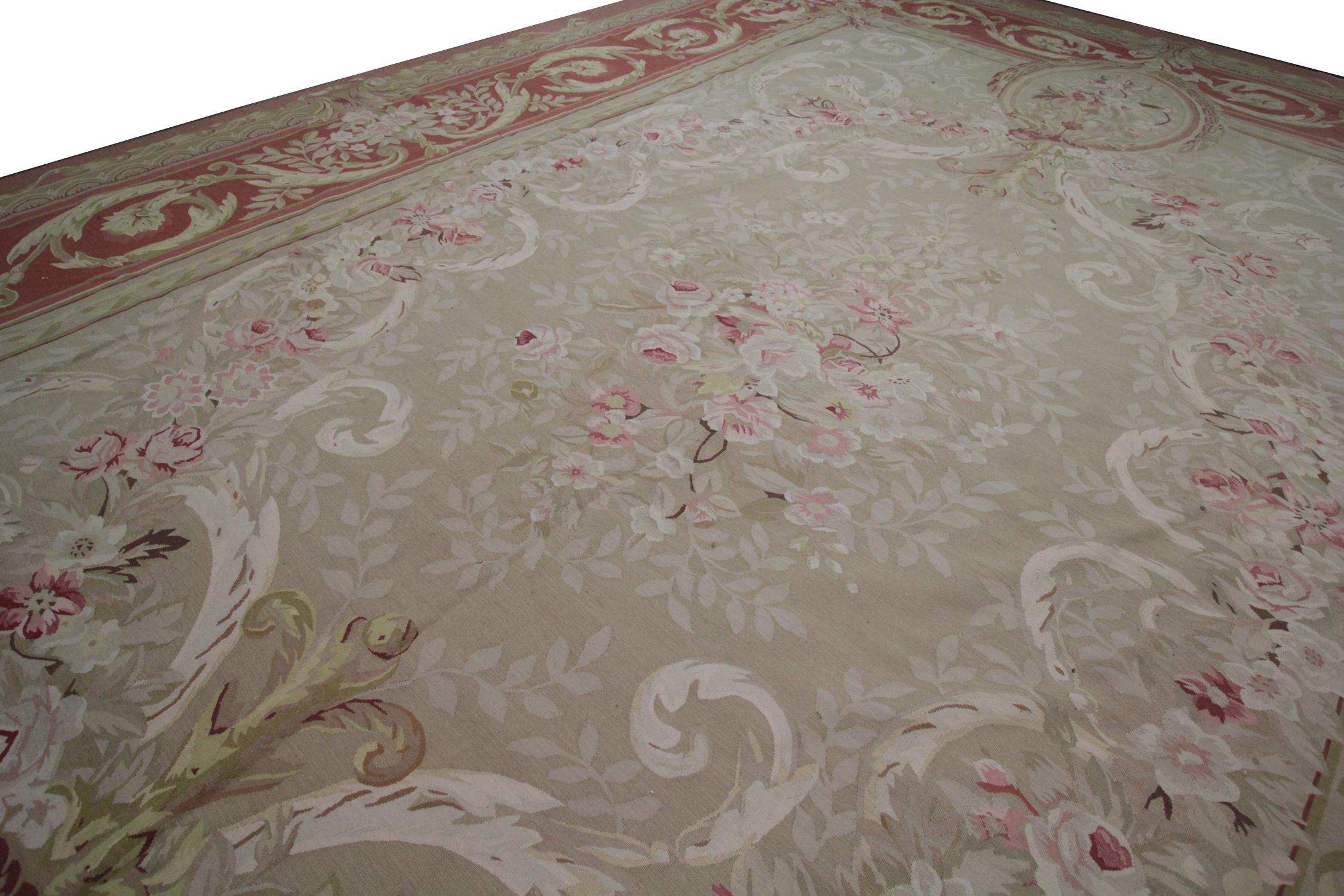 Handgefertigter Teppich im Aubusson-Stil, extra großer Wandteppich aus traditioneller Wolle (Chinesisch) im Angebot