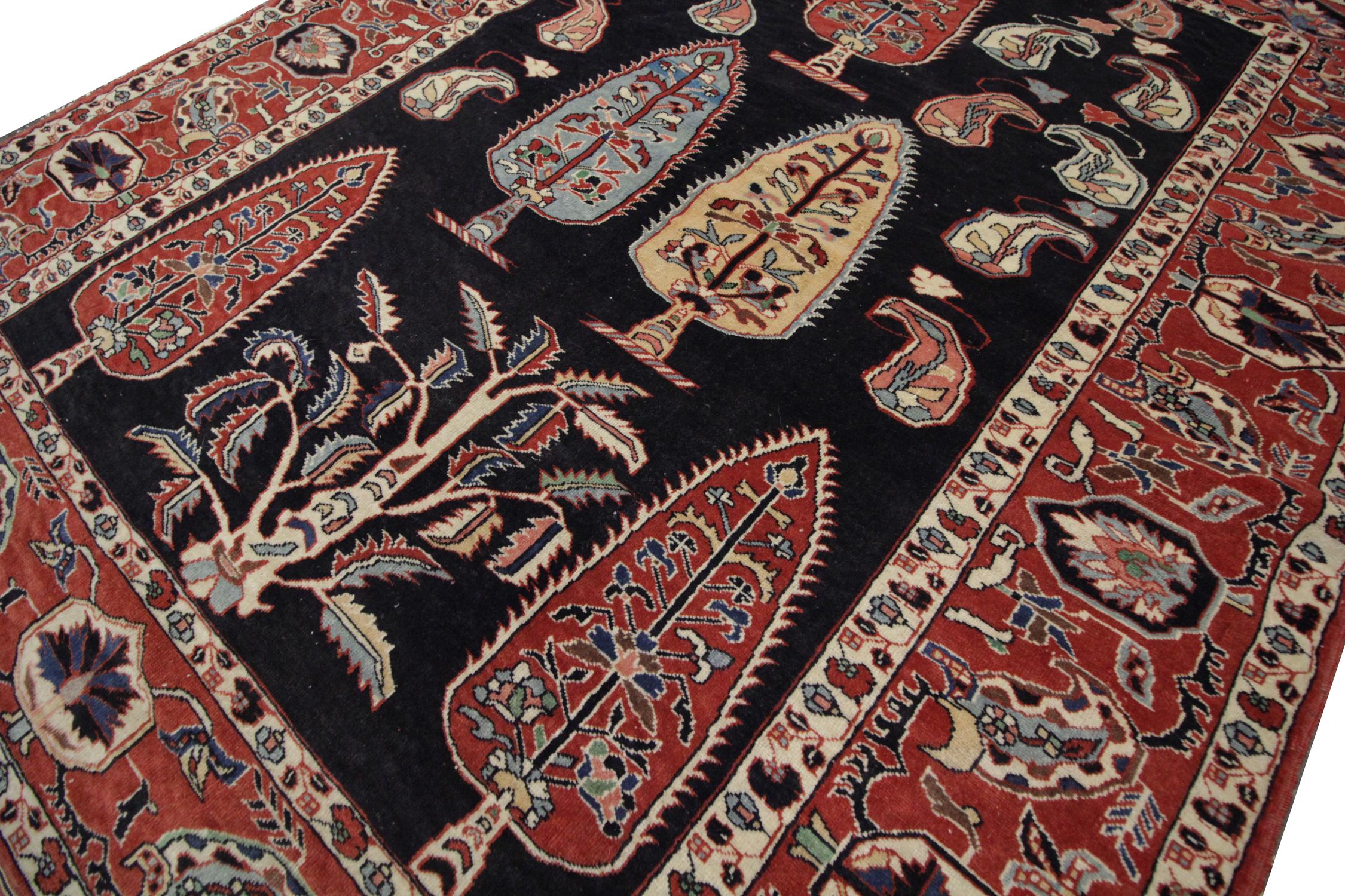 Art Deco Handmade Carpet Vintage Caucasian Area Rug, Tribal Red wool Living Room Rug Sale For Sale
