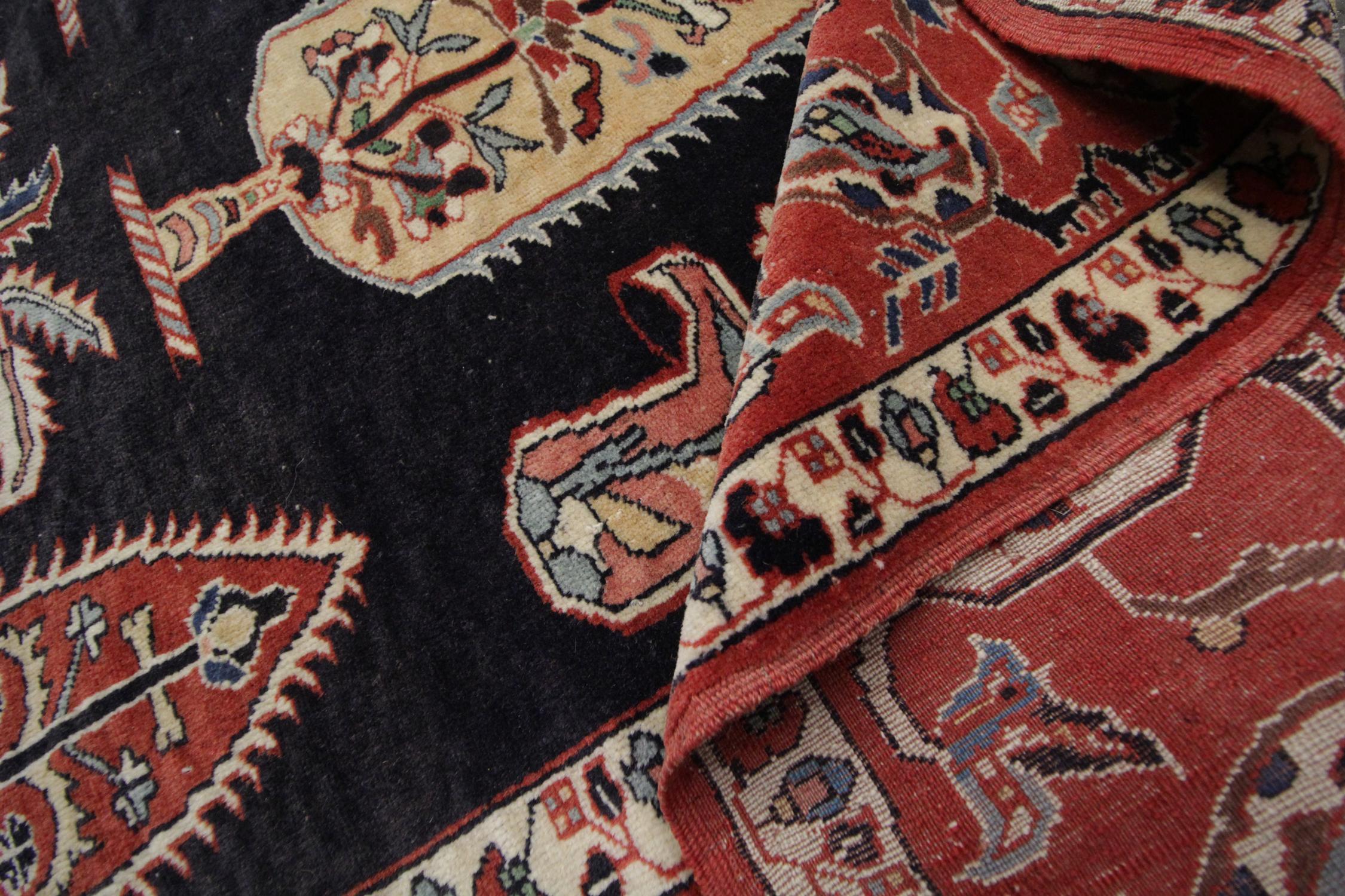 Handmade Carpet Vintage Caucasian Area Rug, Tribal Red wool Living Room Rug Sale For Sale 2
