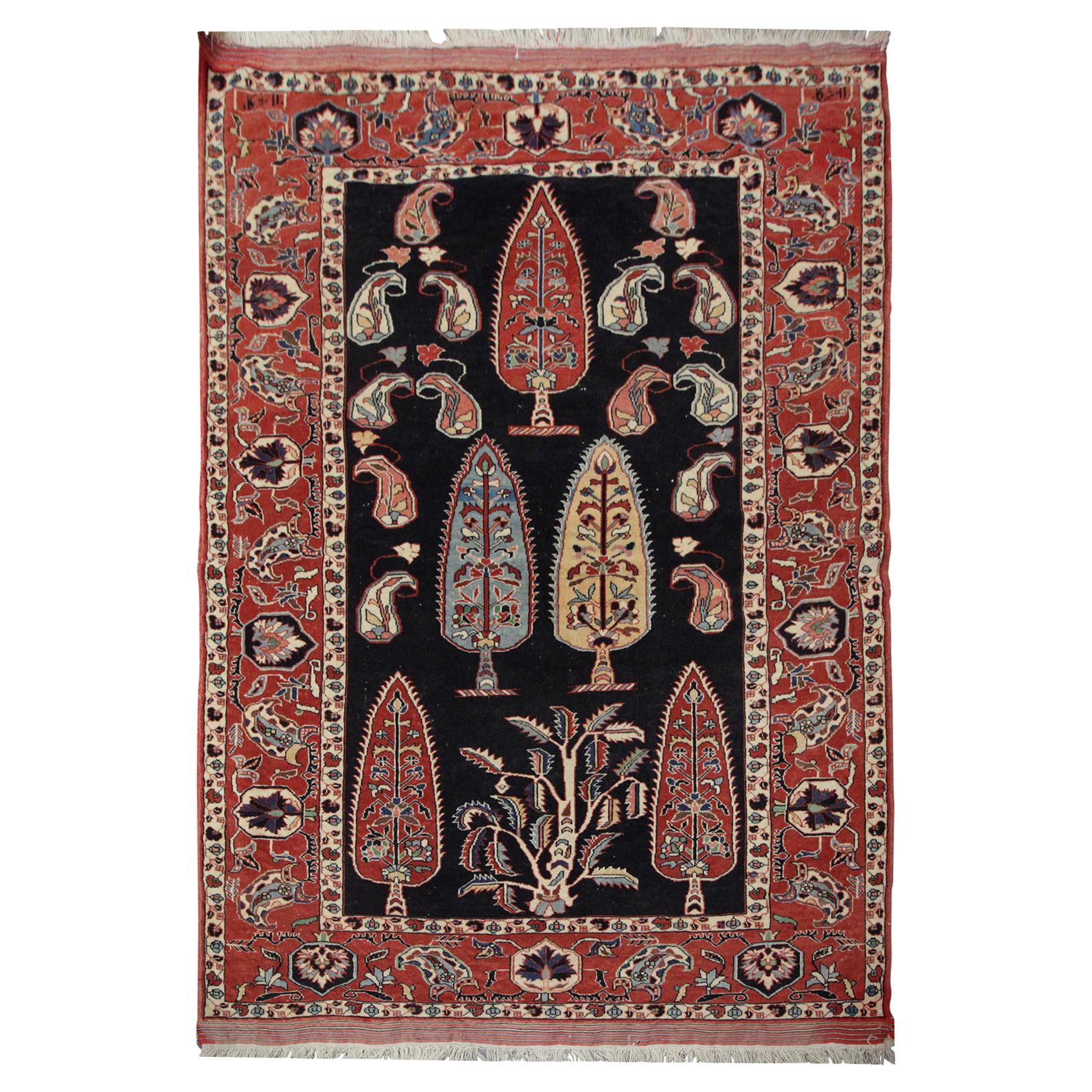 Handmade Carpet Vintage Caucasian Area Rug, Tribal Red wool Living Room Rug Sale For Sale