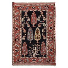 Handmade Carpet Vintage Caucasian Area Rug, Tribal Red wool Living Room Rug Sale