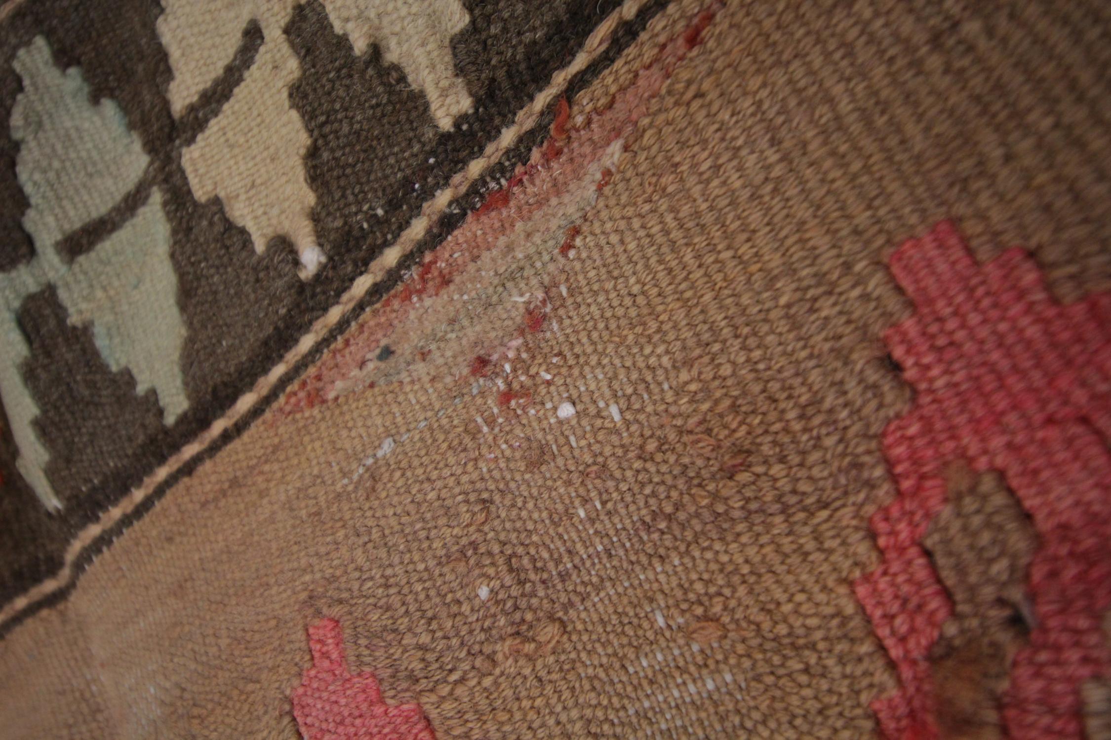 Natural Fiber Handmade Carpet Vintage Kilim Rug, Traditional Tribal Red Wool Area Rug For Sale