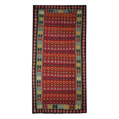 Handmade Carpet Retro Kilim Rug, Traditional Tribal Red Wool Area Rug