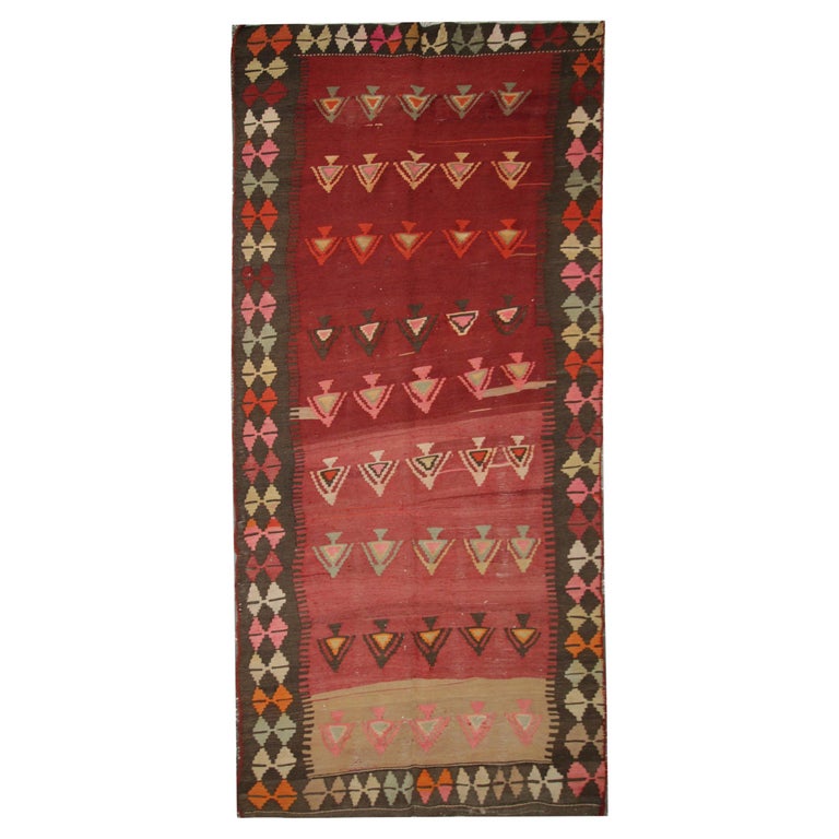 Tapis Kilim Turc Vintage - Laine Tissée Main, 7x9 Pieds, Design Bohème Années 70