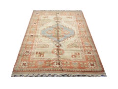 Handmade Carpet Vintage Turkish Milas Rug, Pastel Colored Country House Rug