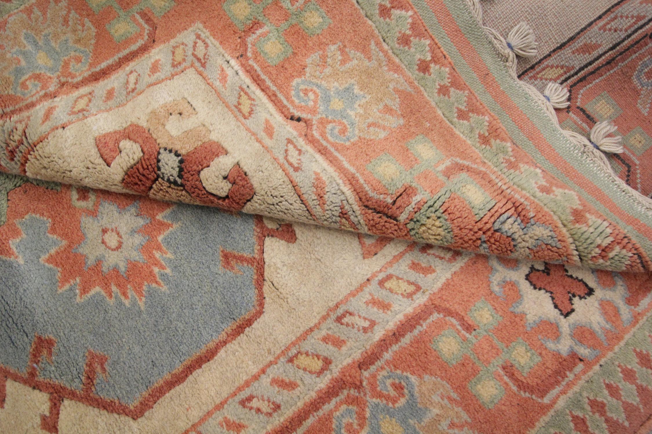 20th Century Handmade Carpet Vintage Turkish Milas Rug, Pastel Colored Country House Rug For Sale