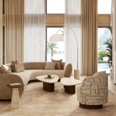 Handmade Carrie Armchair in Plush Upholstery with Walnut Base by Nolita Harbour