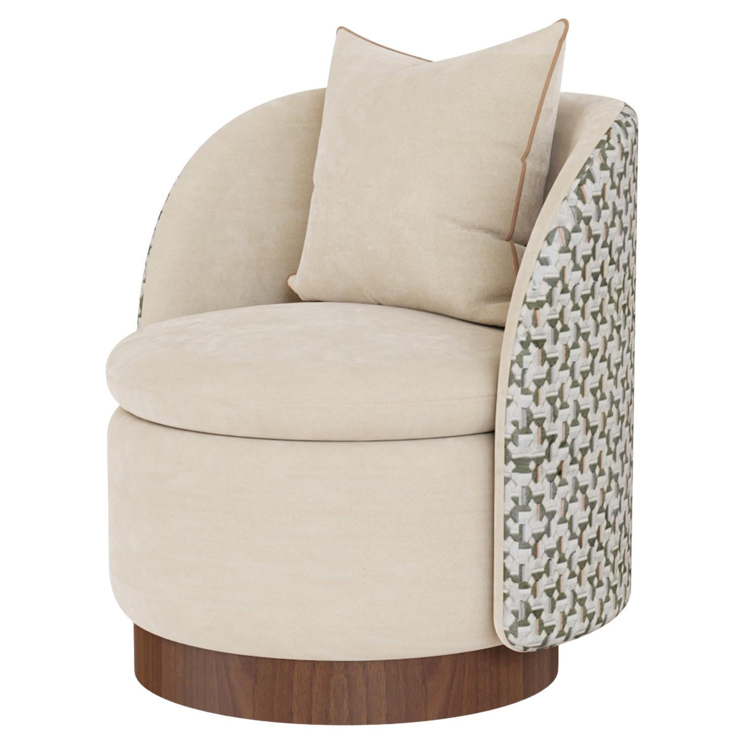 Handmade Carrie Armchair in Plush Upholstery with walnut Base by Nolita Harbour For Sale