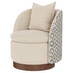 Handmade Carrie Armchair in Plush Upholstery with walnut Base by Nolita Harbour