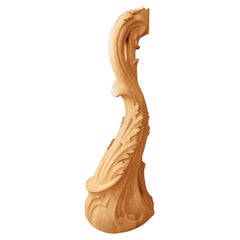 Front Post for a Staircase in Art Nouveau style, Handmade Carved Wood Newel Post