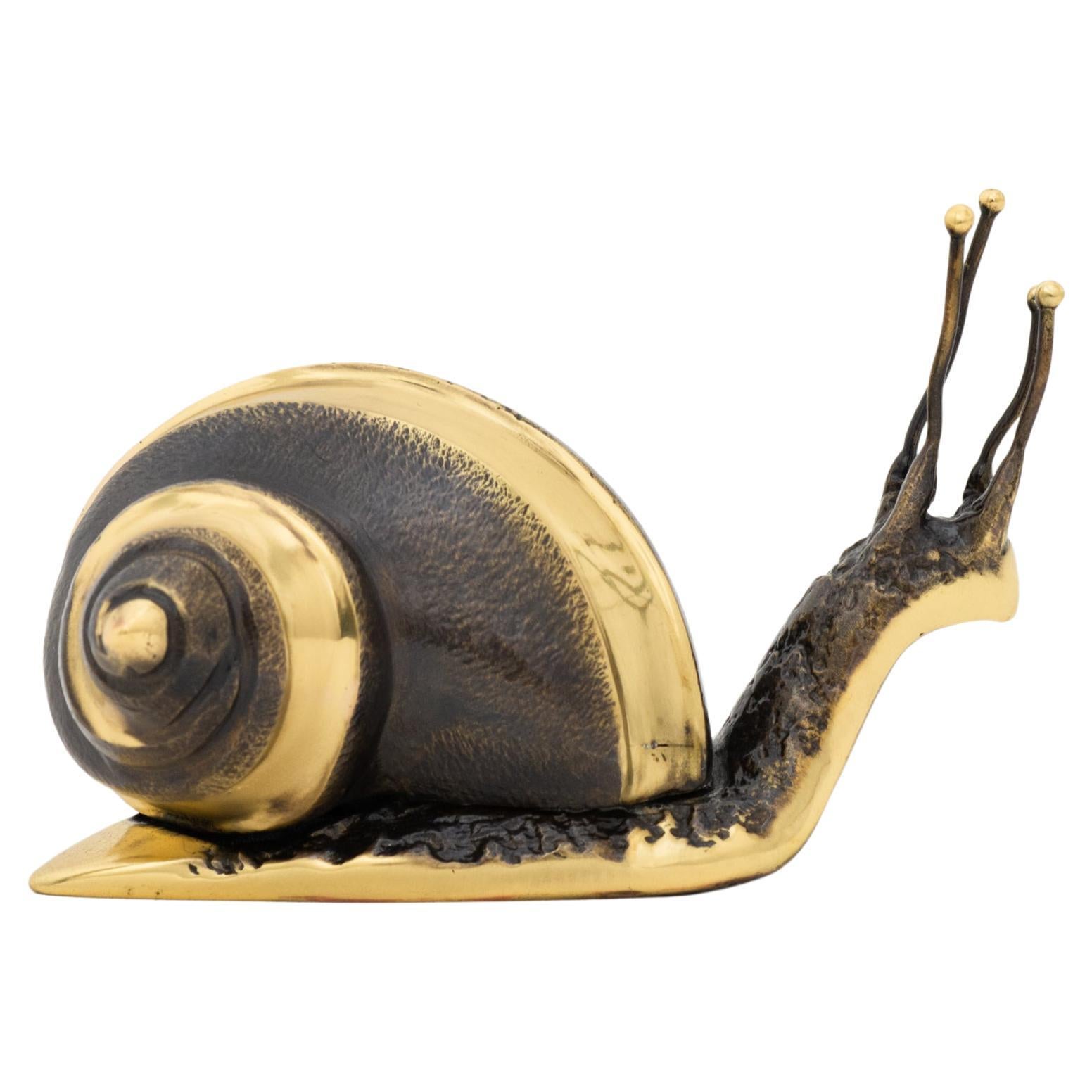 Handmade Cast Brass Decorative Snail Large Paperweight For Sale