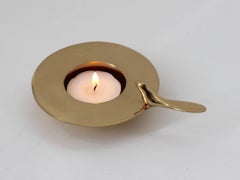 Handmade Cast Brass One Bird Tea Light Candleholder with Polished Finish