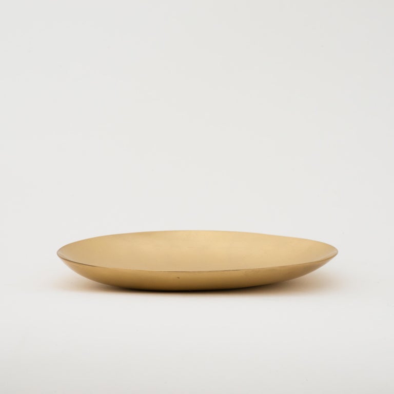 Handmade Cast Brass Decorative Plates with a Brushed Finish For Sale at