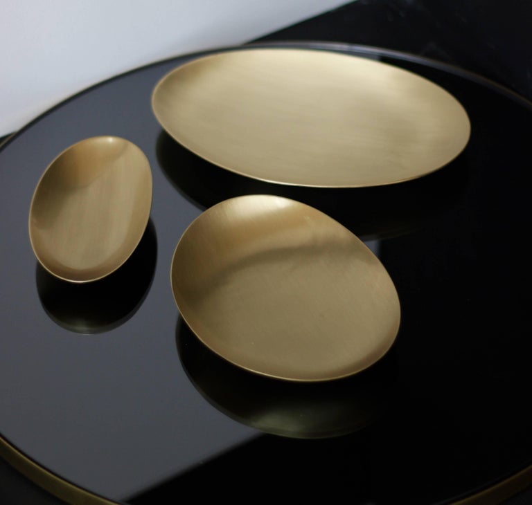 Handmade Cast Brass Plates with a Brushed Finish For Sale at 1stdibs