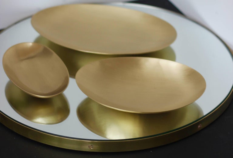 Handmade Cast Brass Plates with a Brushed Finish For Sale at 1stdibs