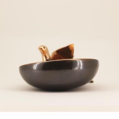 Handmade Cast Bronze Bowl with Bird