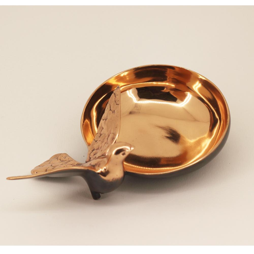 Handmade Cast Bronze Bowl with Bird In New Condition In London, GB