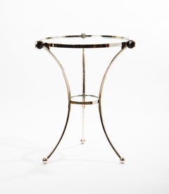 Handmade cast Bronze Hex side table in Polished Nickel with Black Glass