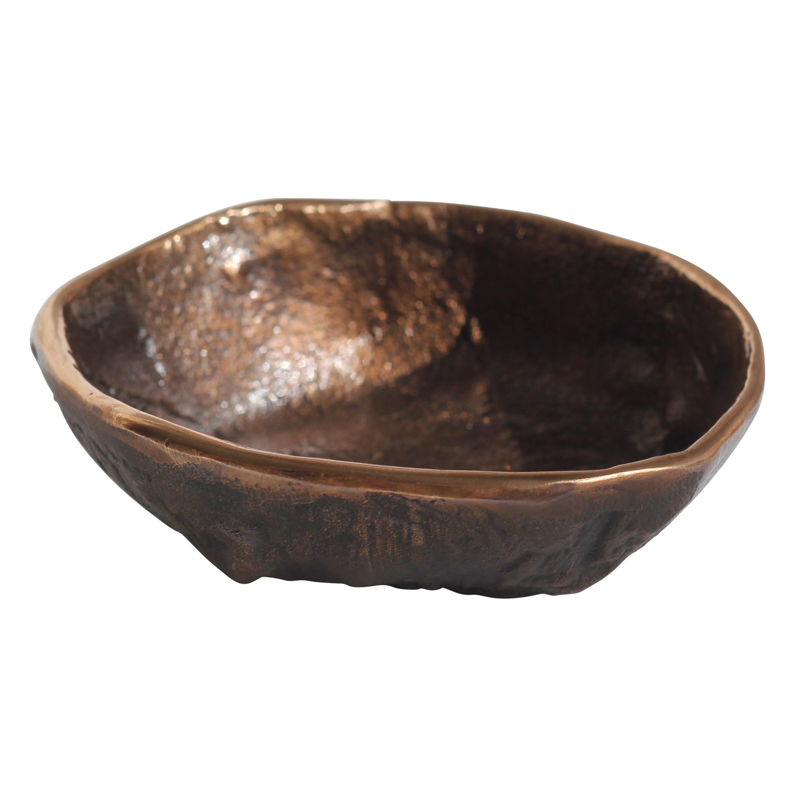 Handmade Cast Bronze Rounded Bowl Inspired by Wabi-Sabi, Vide-Poche For Sale