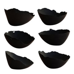 Handmade Cast Concrete Bowl in Black by UMÉ Studio, Set of Six