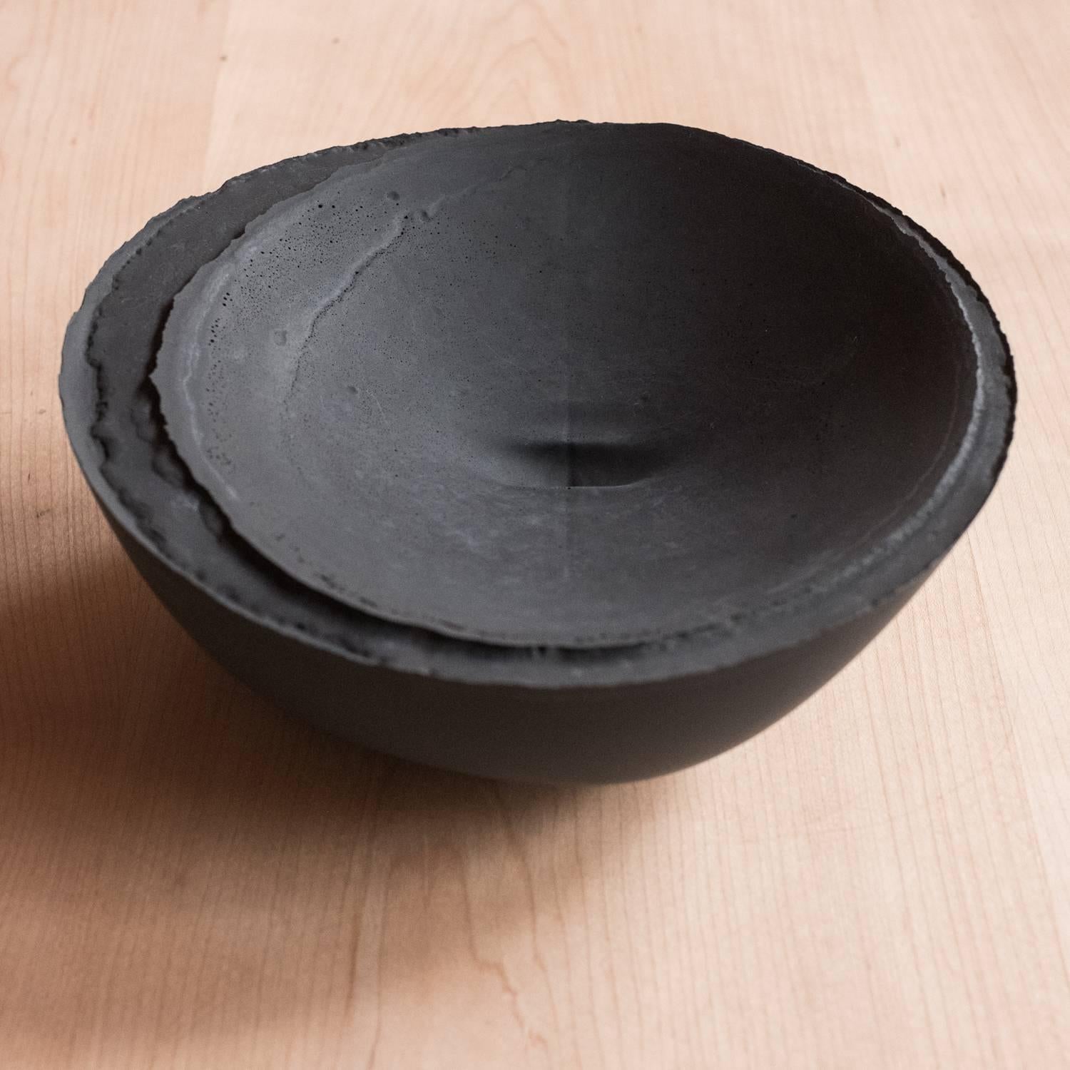 Handmade Cast Concrete Bowl in Black by UMÉ Studio For Sale 7