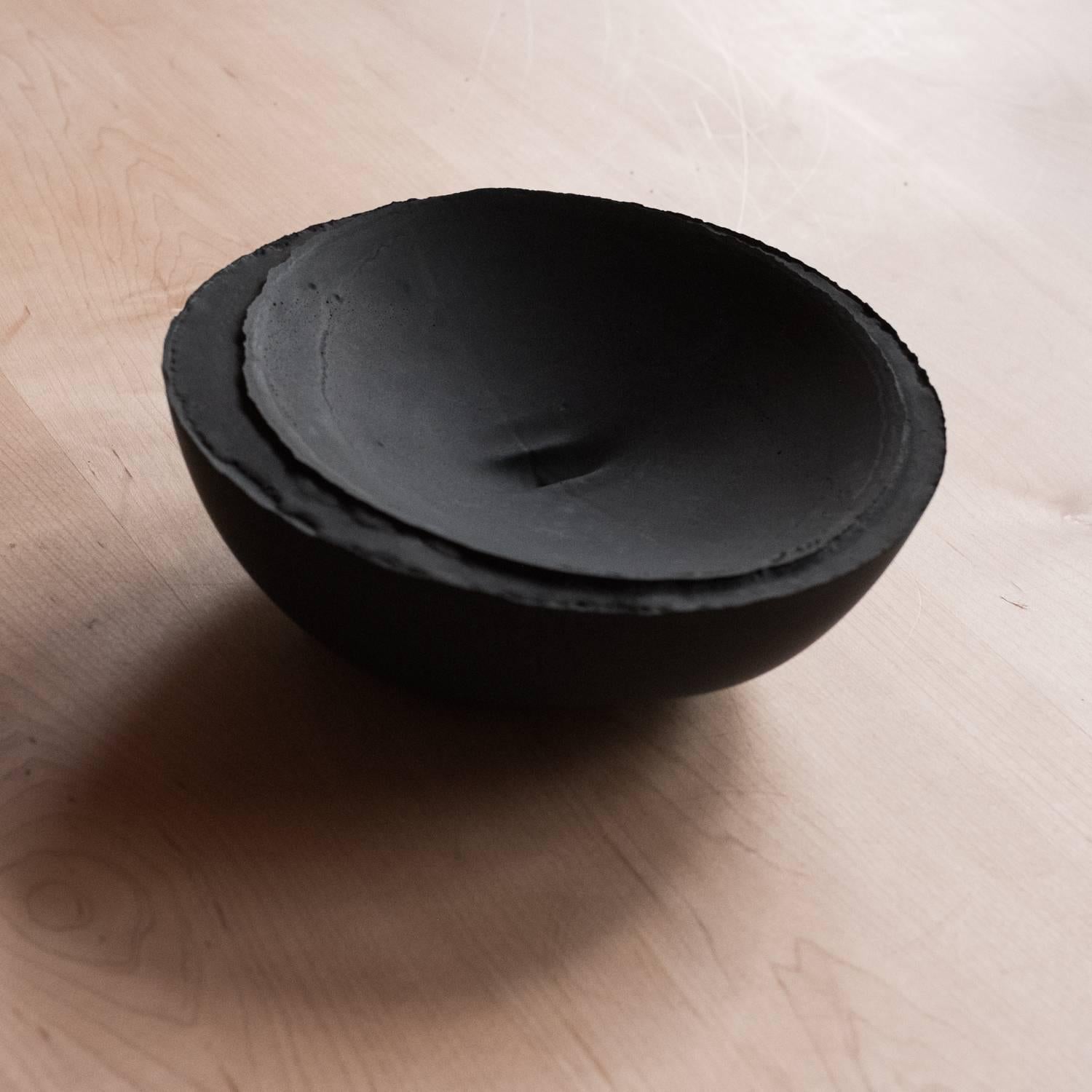 Handmade Cast Concrete Bowl in Black by UMÉ Studio For Sale 9