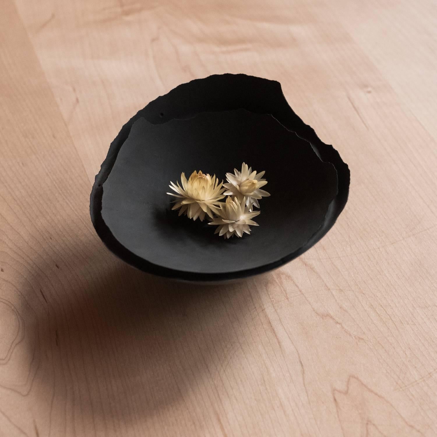American Handmade Cast Concrete Bowl in Black by UMÉ Studio For Sale