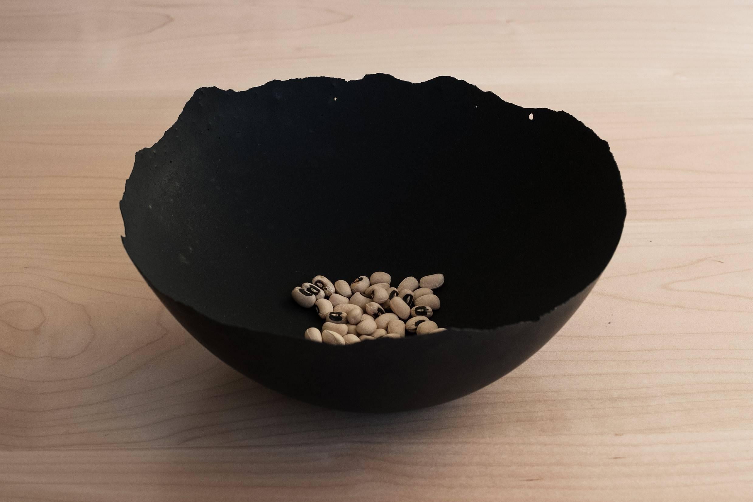 American Handmade Cast Concrete Bowl in Black by Umé Studio For Sale