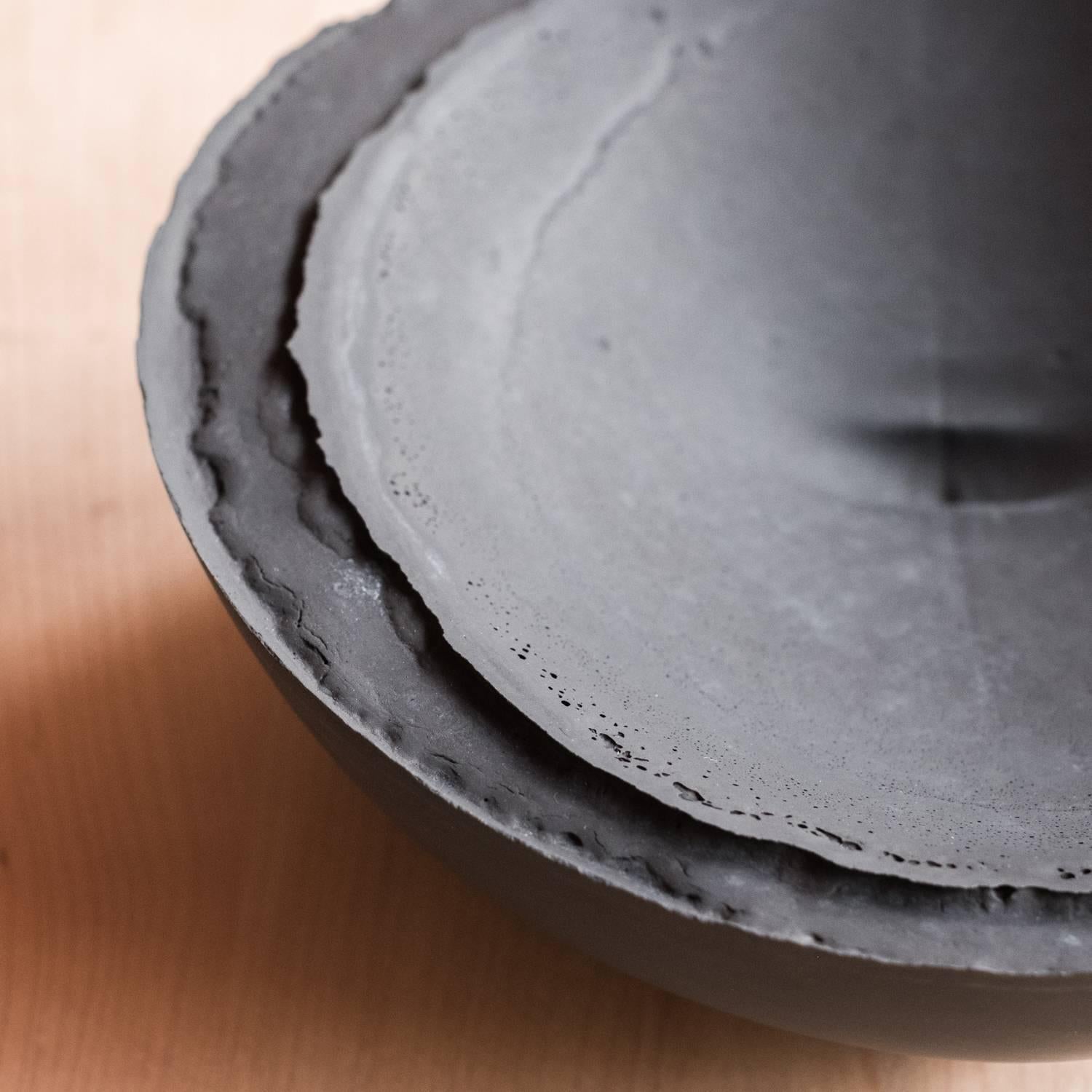 Handmade Cast Concrete Bowl in Black by UMÉ Studio In New Condition For Sale In Oakland, CA