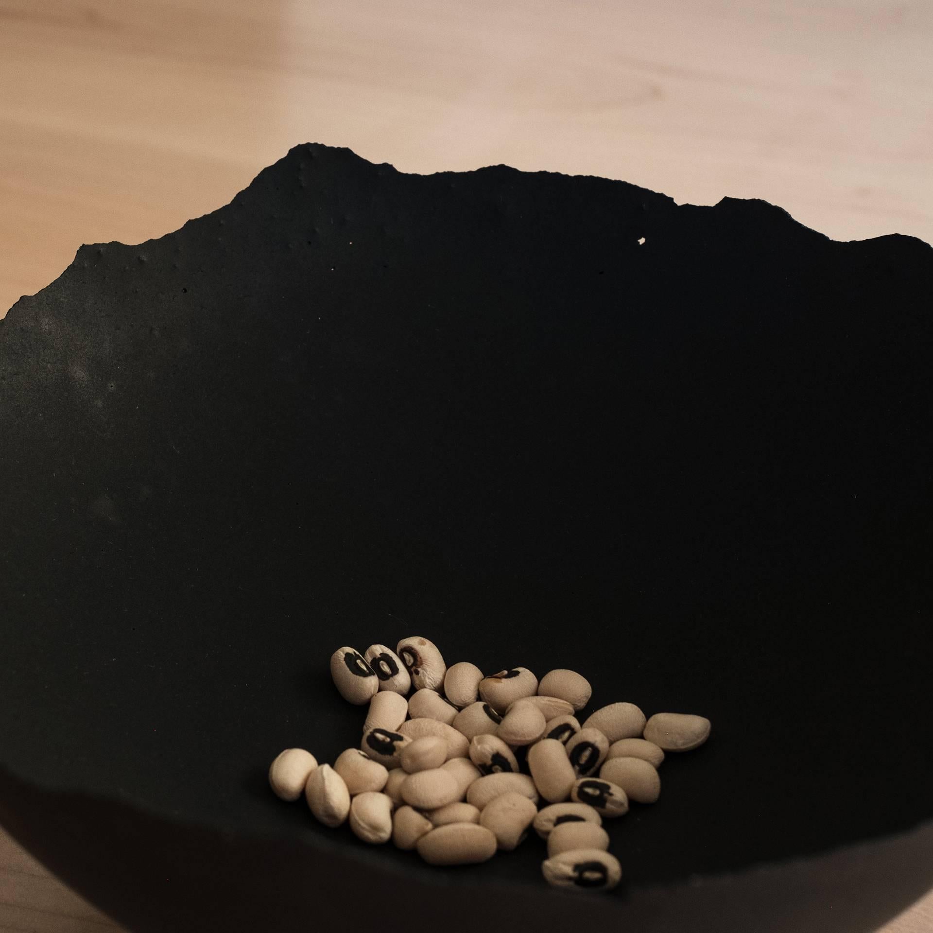 Handmade Cast Concrete Bowl in Black by Umé Studio In New Condition For Sale In Oakland, CA