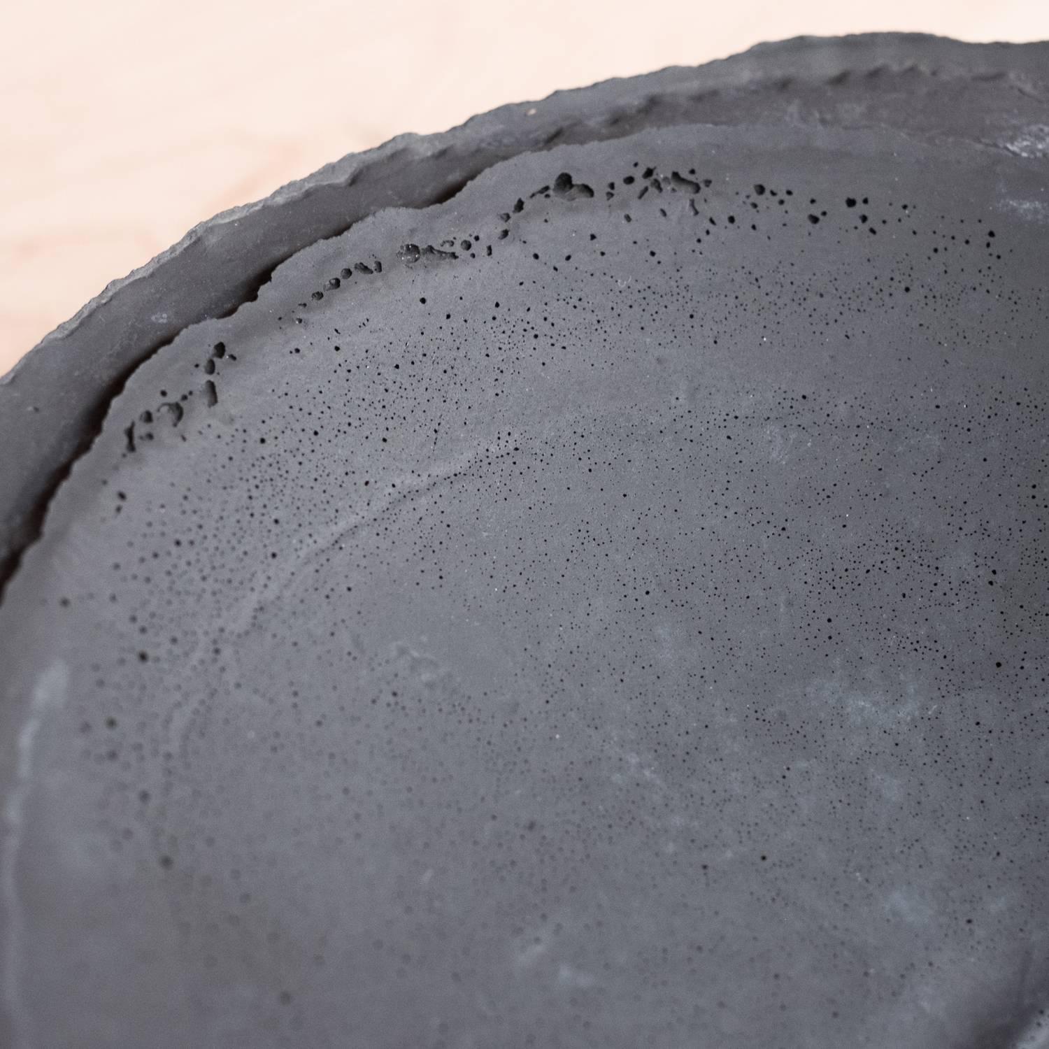 Handmade Cast Concrete Bowl in Black by UMÉ Studio For Sale 4