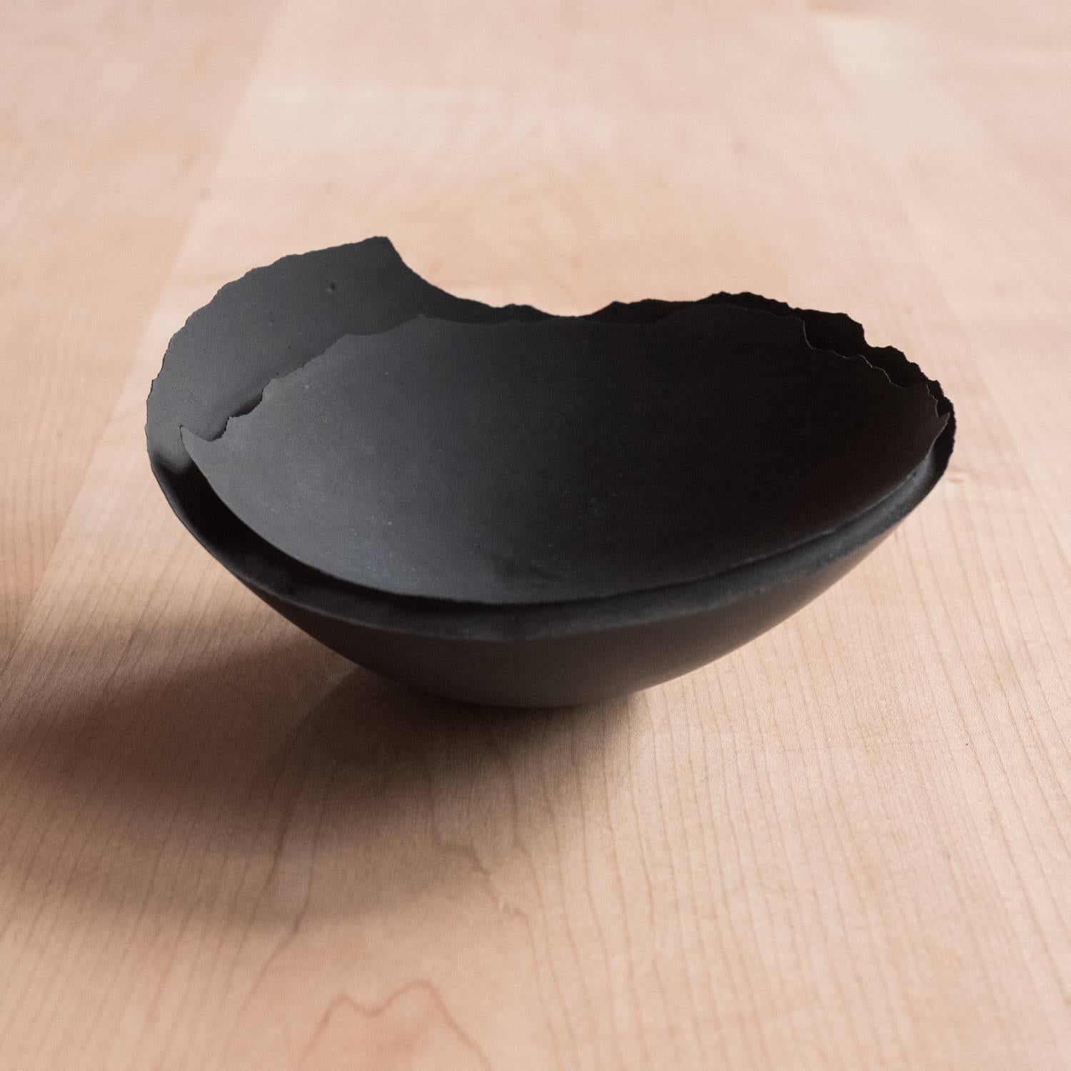 Handmade Cast Concrete Bowl in Black by UMÉ Studio, Set of Three For Sale 1