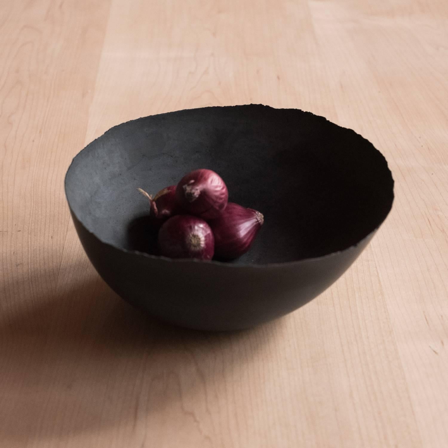 American Handmade Cast Concrete Bowl in Black by UMÉ Studio, Set of Three For Sale